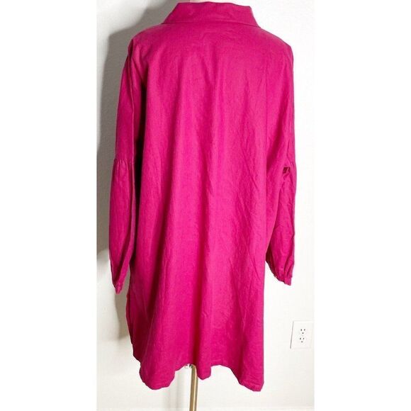 New Ulla Popkin Womens size 24/26 Plus Linen Blend Raspberry Pink Tunic Shirt - Picture 3 of 4